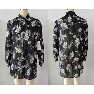 Camisas de Lay Lay de mangas largas de patrón floral retro